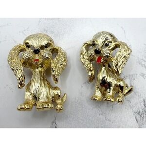 Vintage‎ Gerrys Poodle Dog Pin Set Gold Tone Mother Puppy Brooch Pair